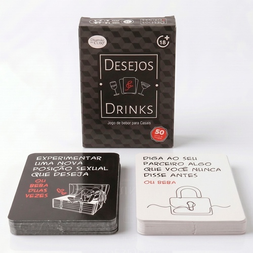 CD1100 - Baralho Desejos e Drinks - Jogo de Cartas para Casais