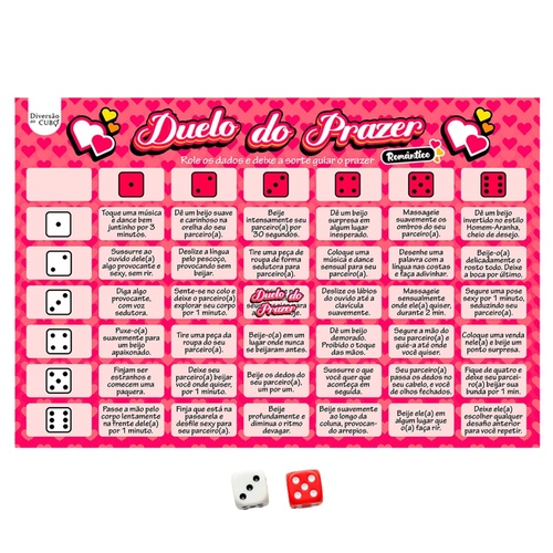 DP1100 - Duelo do Prazer Romântico - Jogo de Tabuleiro com Desafios para Casais